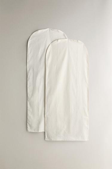 Zara LARGE LINEN AND COTTON GARMENT BAG (PACK OF 2) - Light beige - Image 0