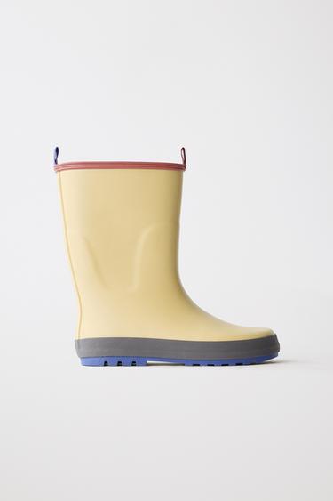 COLOUR BLOCK WELLINGTON BOOTS - Sand Brown by Zara