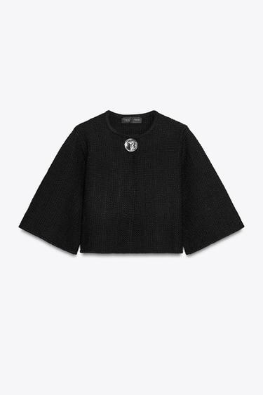 CHAQUETA PUNTO ESTRUCTURA BOTÓN - Negro de Zara