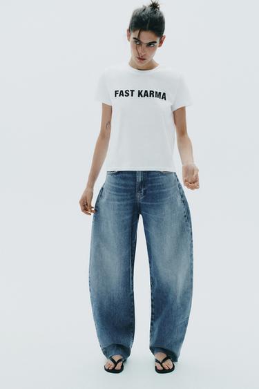 JEAN TRF BAGGY BALLOON TAILLE NORMALE - Bleu de Zara