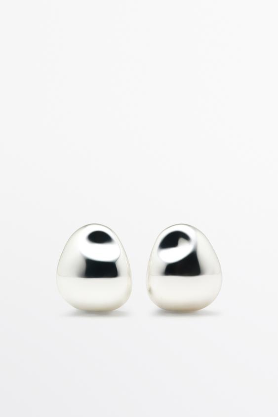 Zara Curved pebble earrings - Silver - Image 0