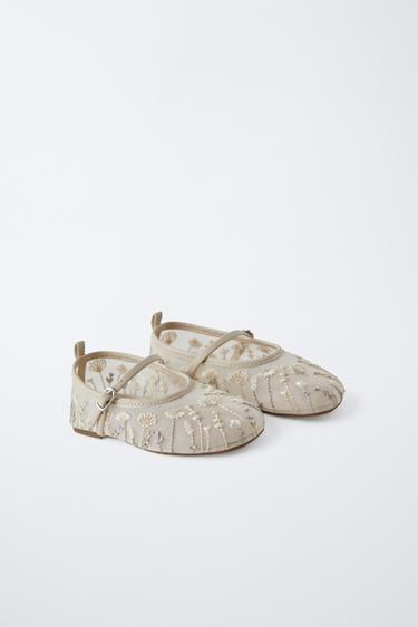 BALLERINES BRODÉES - Blanc écru de Zara - Image 1