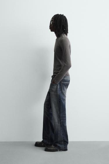 JEAN FLARE FIT TEXTURÉ - Bleu marine / Blanc de Zara - Image 3