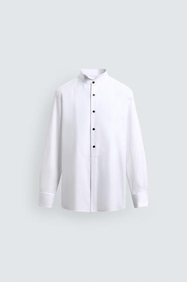 CHEMISE SMOKING À POIGNETS MOUSQUETAIRES - Blanc de Zara