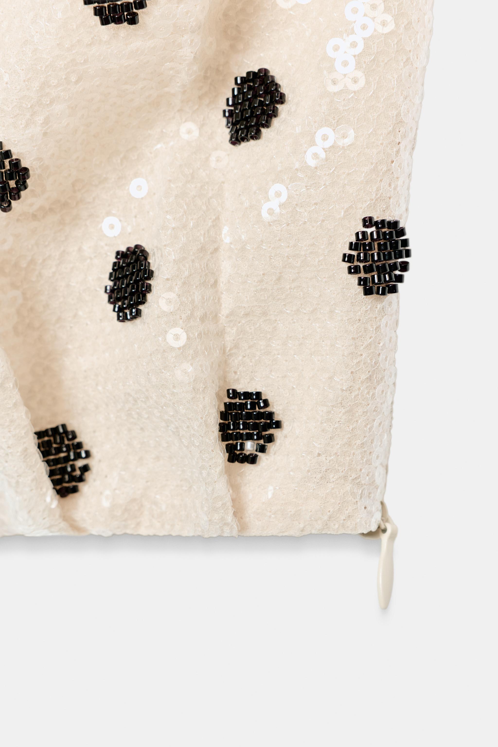 POLKA DOT SEQUIN BANDEAU TOP