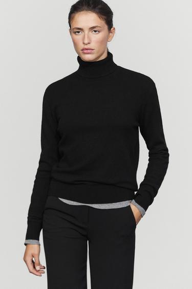 Wool blend knit turtleneck sweater — Black 2