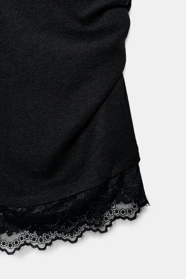 DRAPED LACE TOP - Black by Zara - Image 7