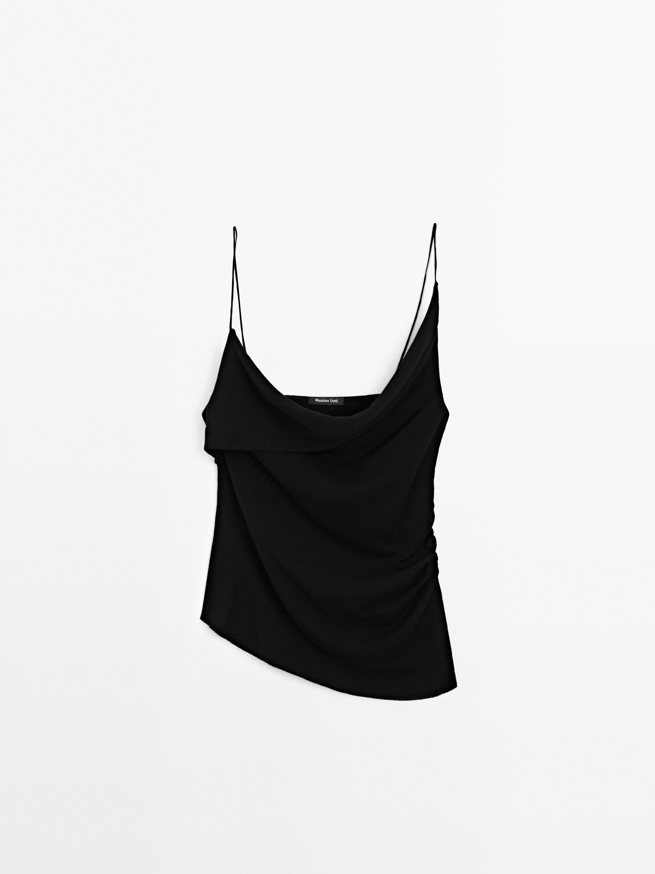 100% cotton top with asymmetric neckline