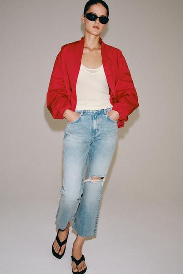 ZW COLLECTION RELAXED BOOTCUT MID-WAIST CROPPED JEANS - Light blue by Zara - Image 4