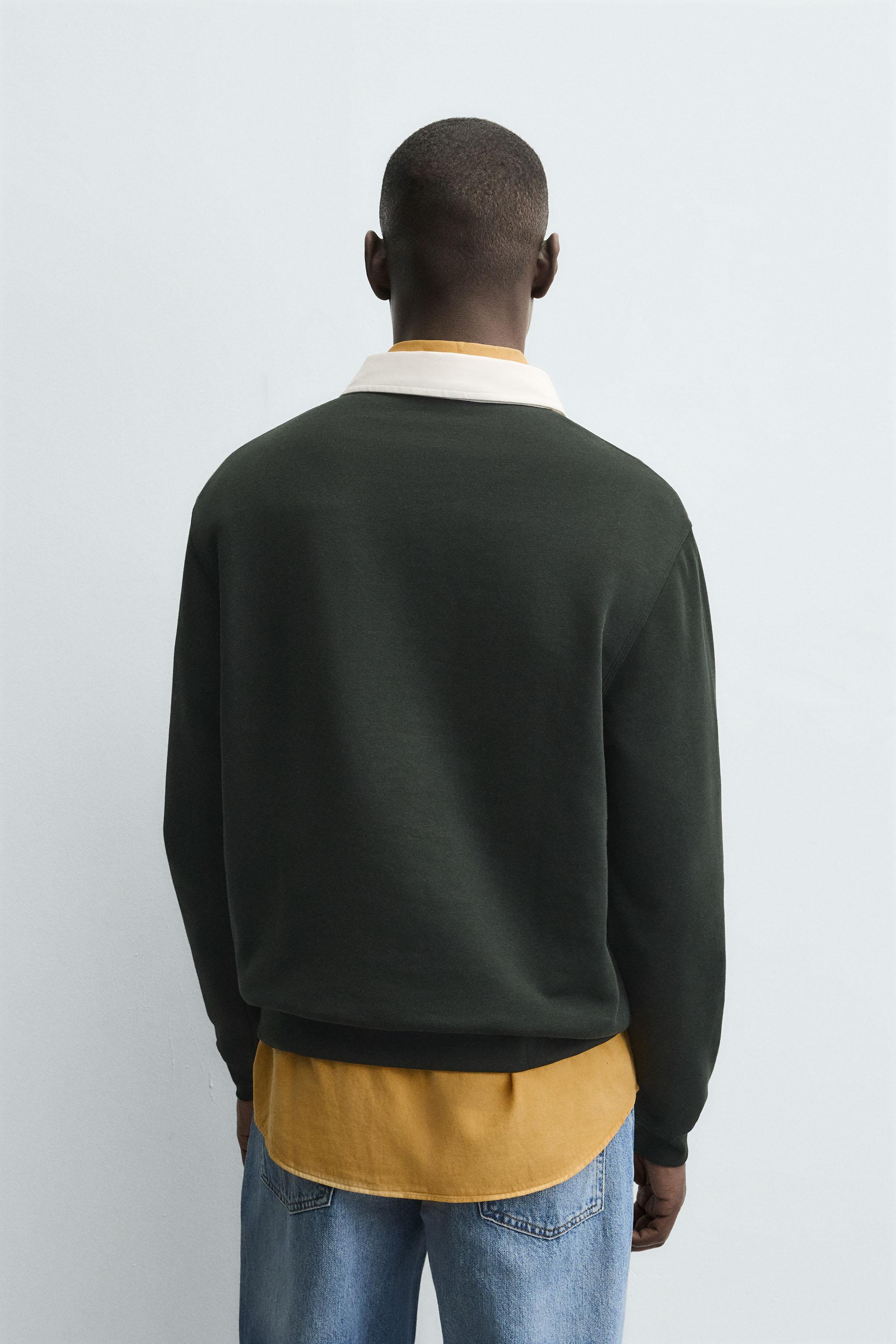 CONTRAST COLLAR POLO SWEATSHIRT