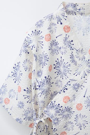 9-18 MOIS/ ENSEMBLE IMPRIMÉ KIMONO ET BERMUDA - Écru de Zara - Image 2