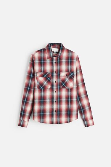 CAMISA CUADROS FRANELA - Rojo / Negro de Zara