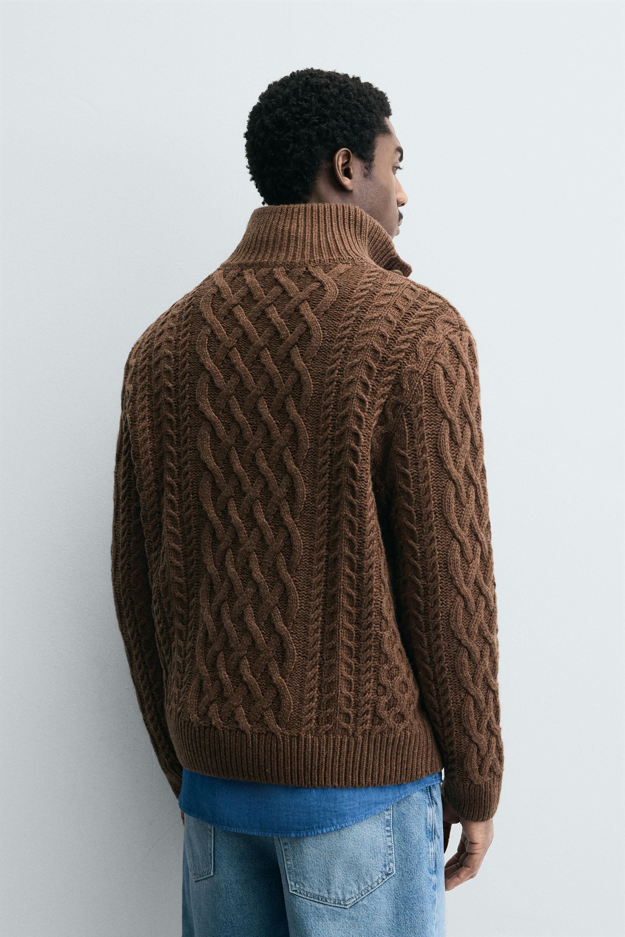 CABLE KNIT HENLEY SWEATER