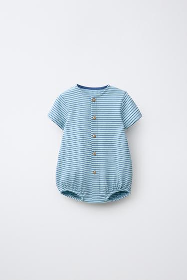 Zara STRIPED ROMPER - Blue / White - Image 0