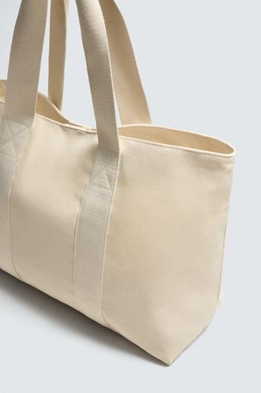 SAC SHOPPER EN TISSU DE COTON - Blanc écru de Zara - Image 2