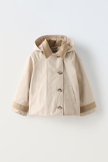 WATER-REPELLENT SHORT HOODED PARKA - Ecru by Zara