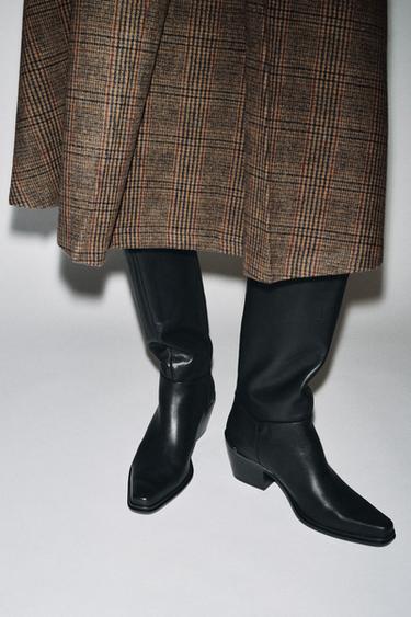 بوت جلدي كاوبوي - أسود الخاص بـ Zara