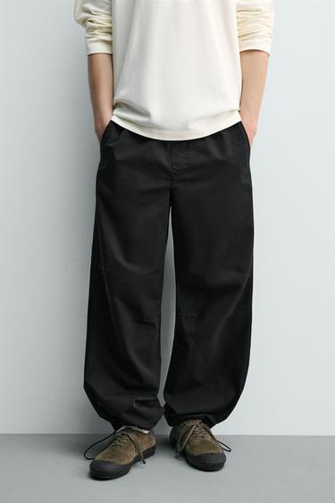 RELAXED FIT PARACHUTE TROUSERS - Black by Zara