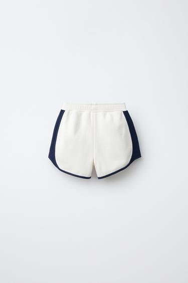 CONTRAST TEXT BERMUDA SHORTS - Ecru by Zara - Image 1