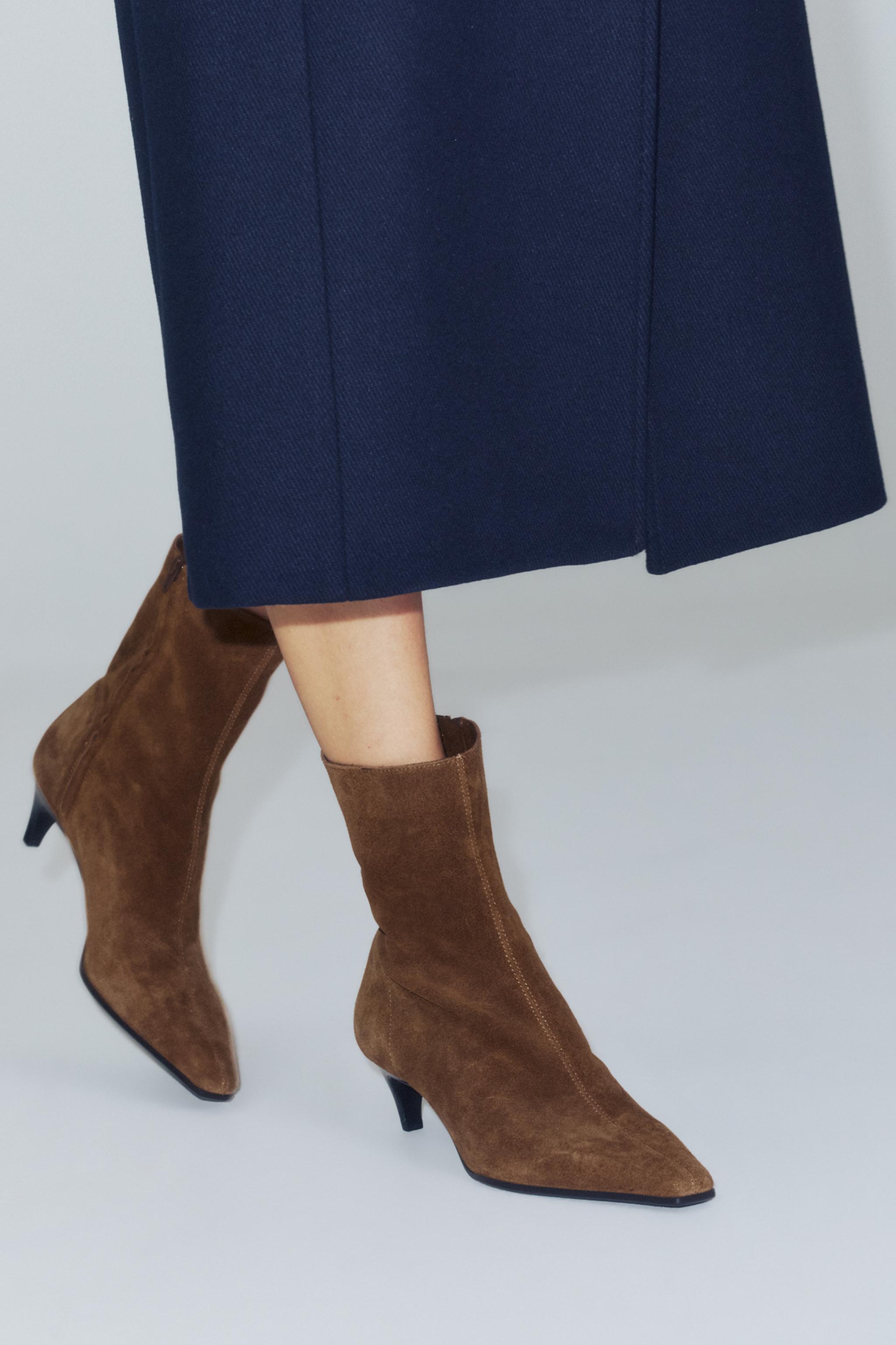 Suede Kitten Heel Ankle Boots by Zara