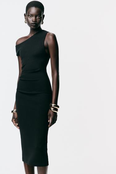 GATHERED MIDI DRESS - Black by Zara - Image 2