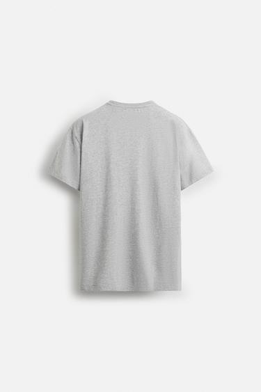 SLIM FIT SLOGAN T-SHIRT - Grey marl by Zara - Image 1