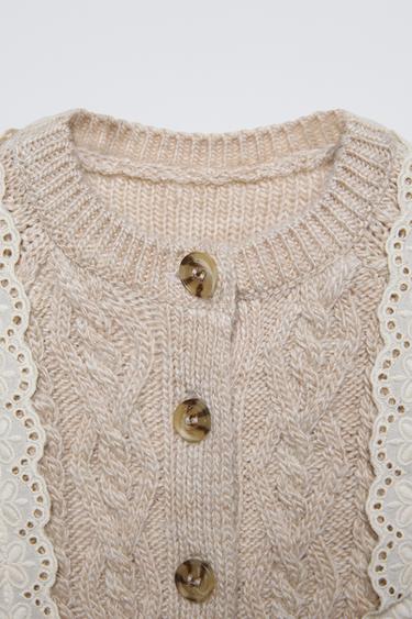 LACE KNIT CARDIGAN - Light beige by Zara - Image 2