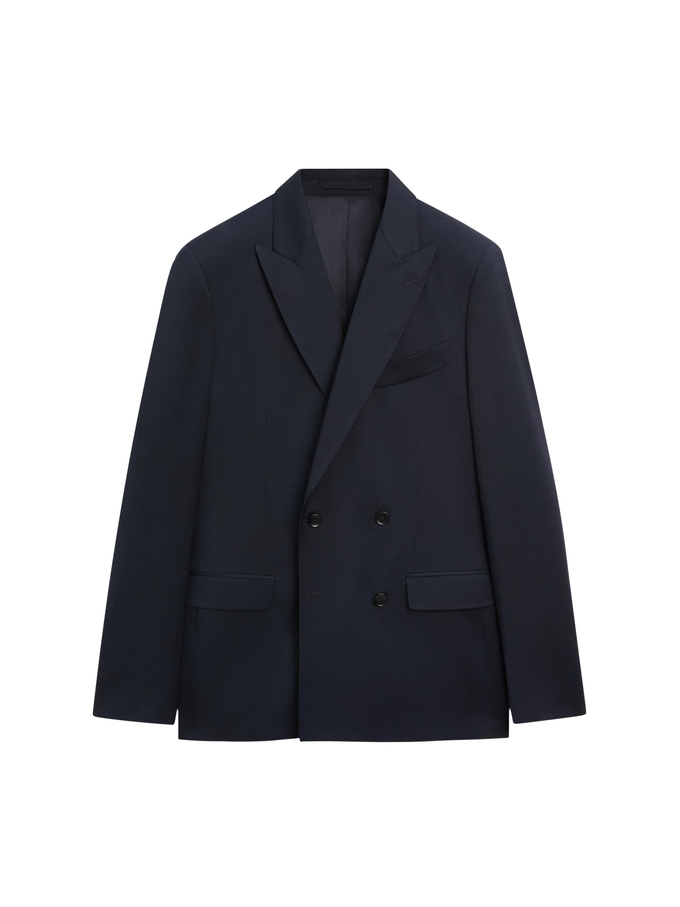 100% cool wool double-breasted suit blazer — Navy blue
