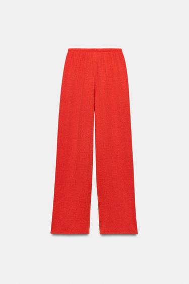 RUSTIC WIDE-LEG TROUSERS - Red by Zara - Image 6