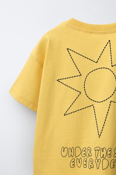 EMBROIDERED PALM TREE T-SHIRT - Mid-yellow by Zara - Image 3