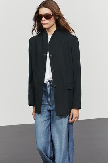 Blazer fluide à boutons - Bleu marine de Zara