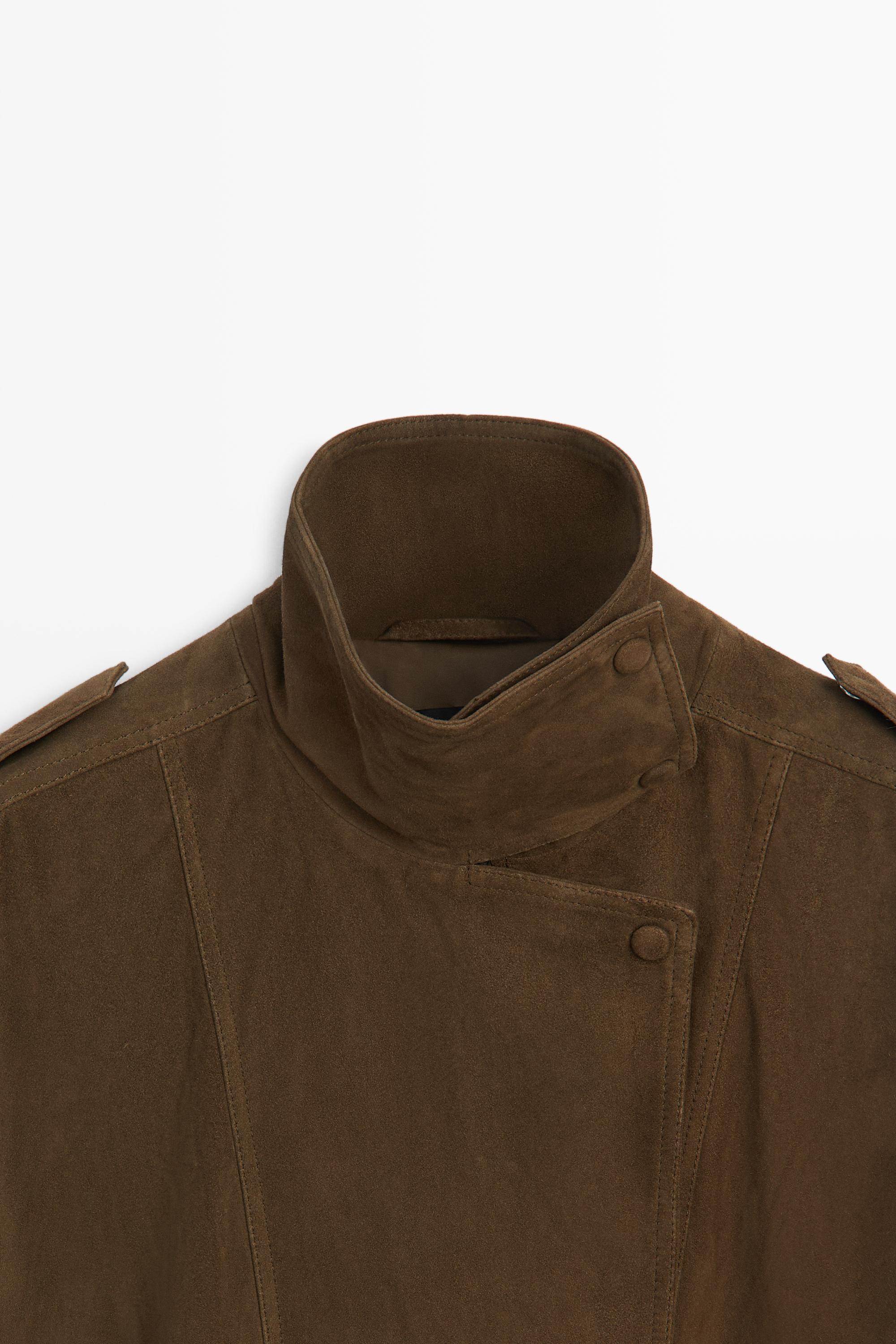 High collar suede bomber jacket