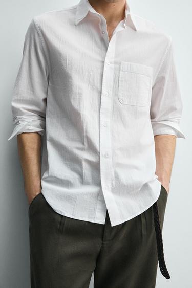 CHEMISE REGULAR FIT EFFET FROISSÉ - Blanc de Zara - Image 6