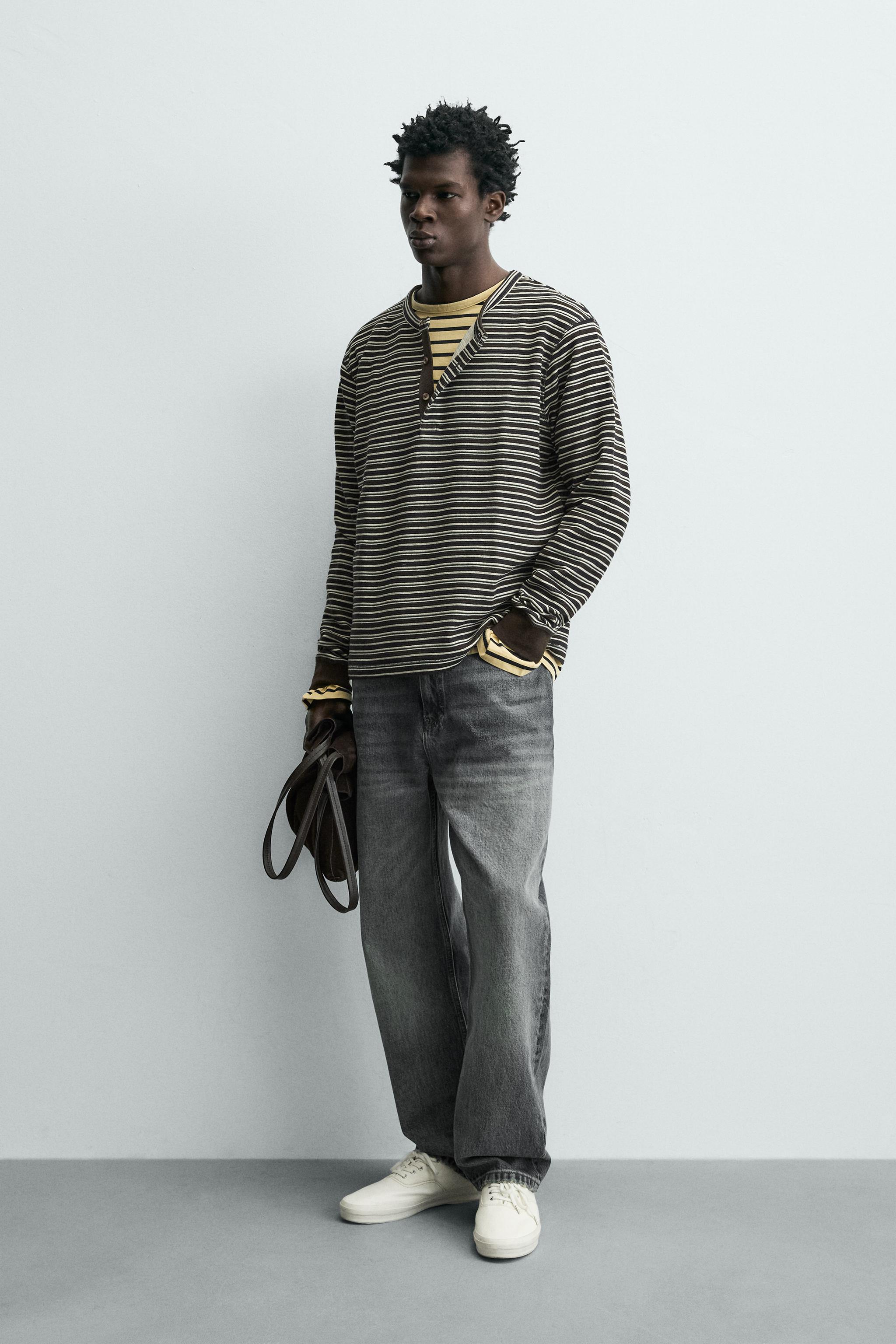 STRIPED HENLEY T-SHIRT