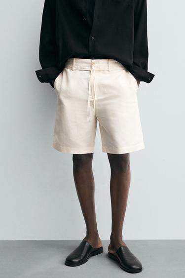 Zara DRAWSTRING SHORTS - Oyster-white