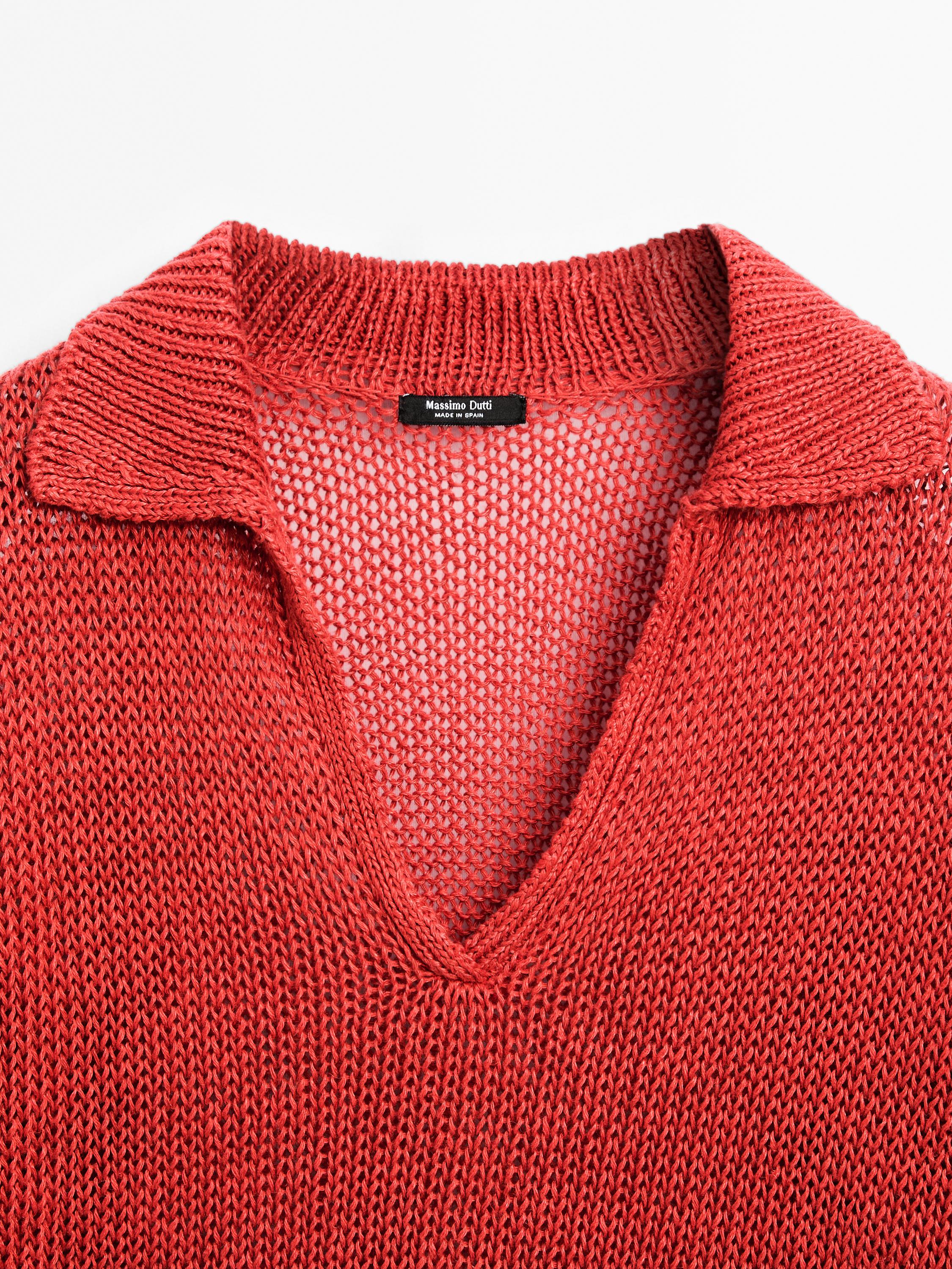 Pull en maille ajourée à col polo - Studio