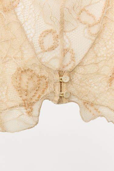 LIMITED EDITION EMBROIDERED LACE HOOD - Ecru by Zara - Image 4