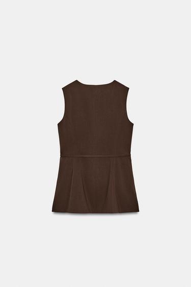 WAISTCOAT WITH BELT - Brown by Zara - Image 7