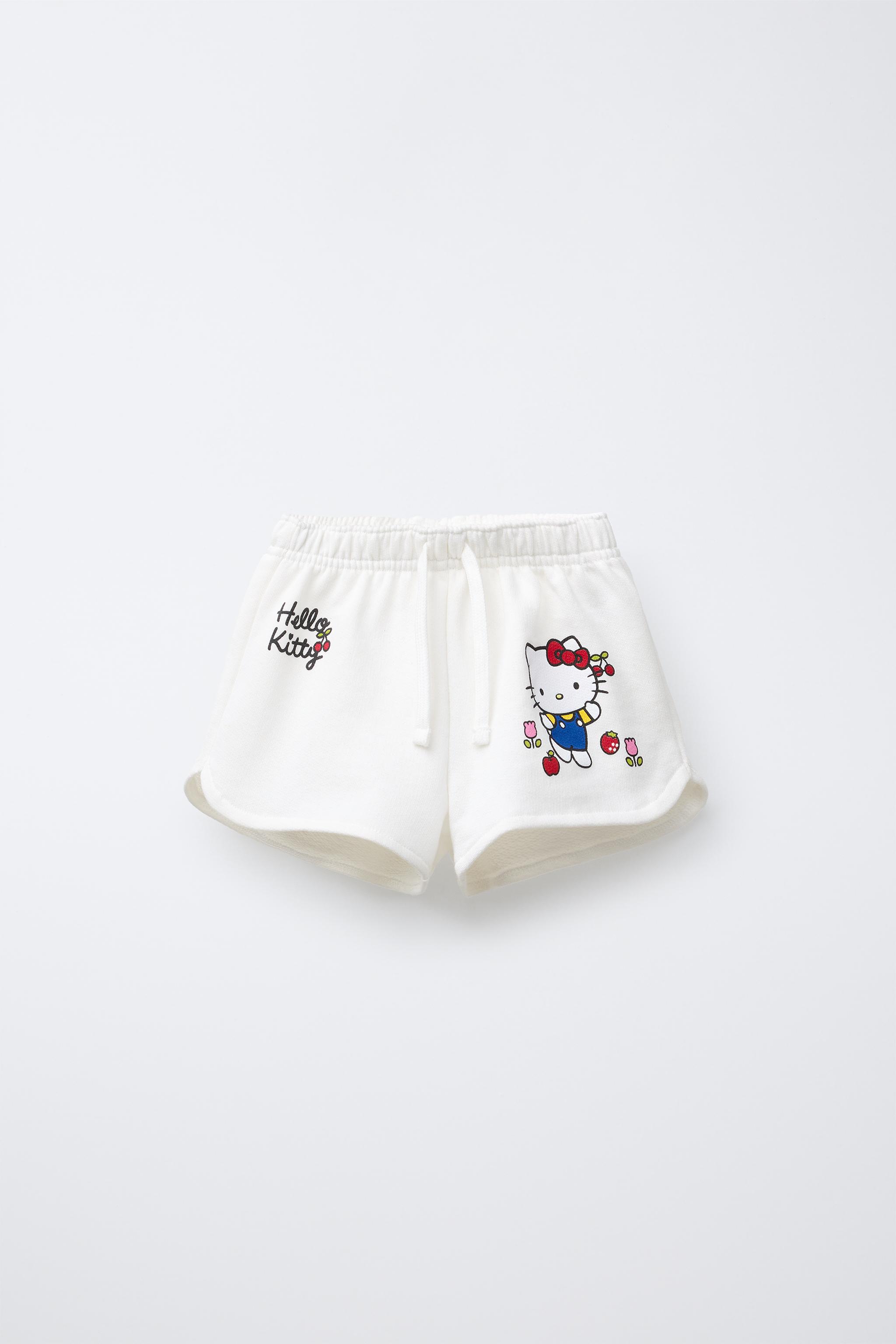 HELLO KITTY © SANRIO PRINTED PLUSH SHORTS - White | ZARA