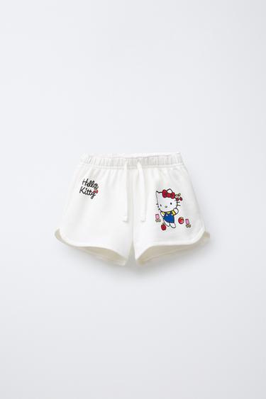 Zara HELLO KITTY © SANRIO PRINTED PLUSH SHORTS - White