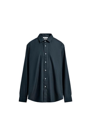 CAMISA SLIM FIT ESTRUTURADA - Azul-marinho da Zara