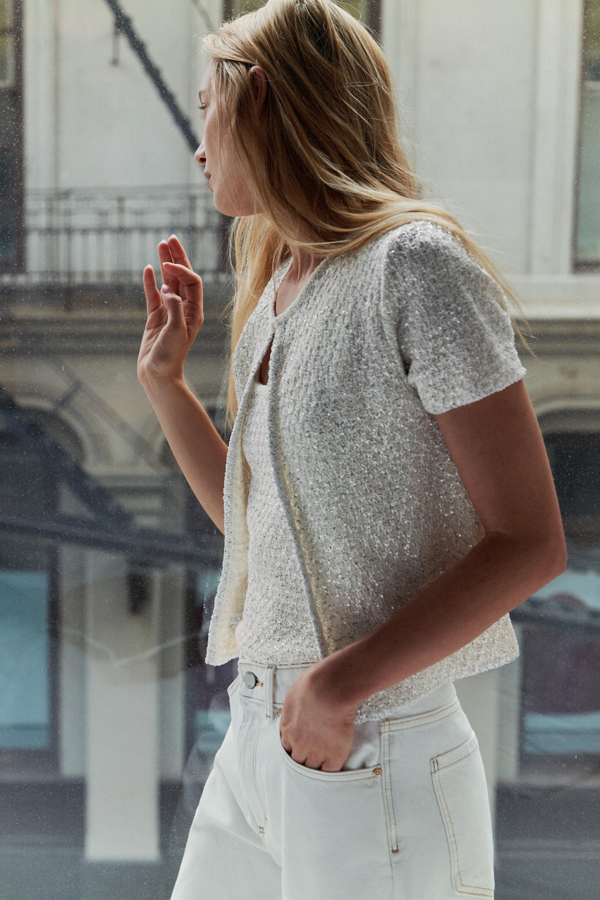 SEQUIN AND METALLIC THREAD CARDIGAN