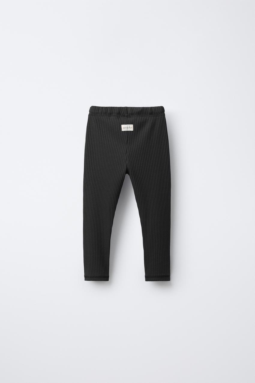 RIBBED LEGGINGS WITH LABEL