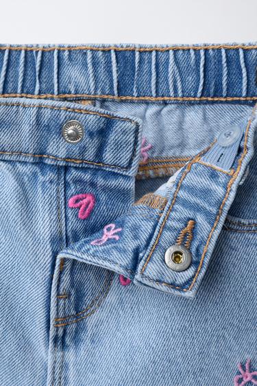 EMBROIDERED CULOTTE JEANS - Blue by Zara - Image 2