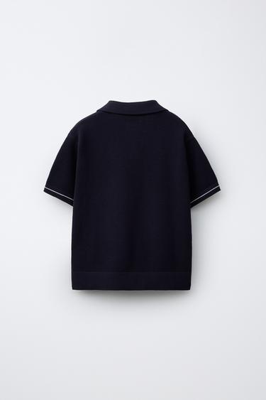 KNIT PIQUÉ POLO SHIRT - Navy / White by Zara - Image 1