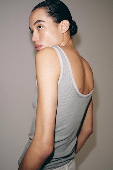 CAMISETA COMBINADA TIRANTES - Gris de Zara