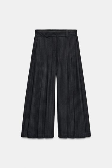 ZW COLLECTION STRIPED WIDE-LEG TROUSERS - Navy blue by Zara - Image 5