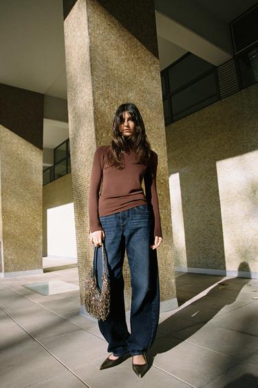 BASIC PLAIN KNIT JUMPER - Chocolate by Zara