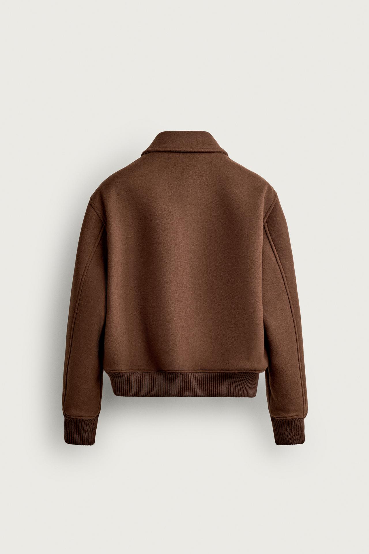 WOOL-BLEND REGULAR-FIT JACKET — Brown