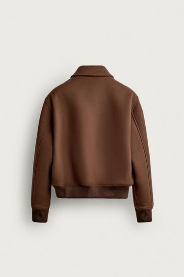 WOOL-BLEND REGULAR-FIT JACKET — Brown 2